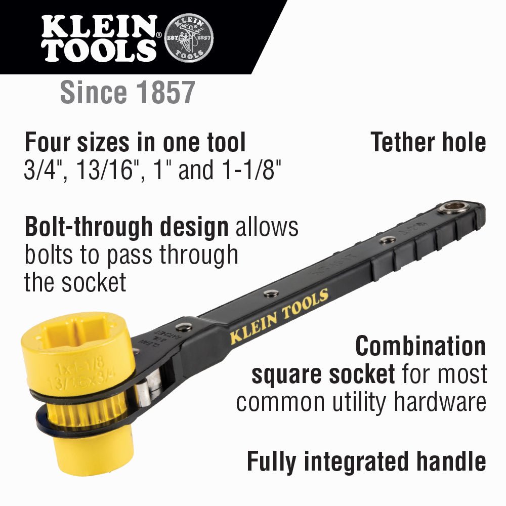 4 - in - 1 Linemans Ratcheting Wrench - (94 - KT151T) - Lined Out 4 - in - 1 Linemans Ratcheting Wrench - (94 - KT151T)Wrenches