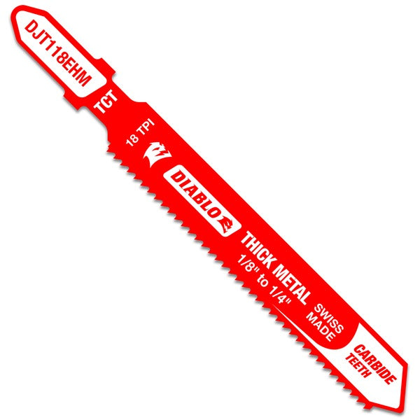 Diablo DJT118EHM 3-1/4 in. 18 TPI Carbide T-Shank Jig Saw Blade for Thick Metal