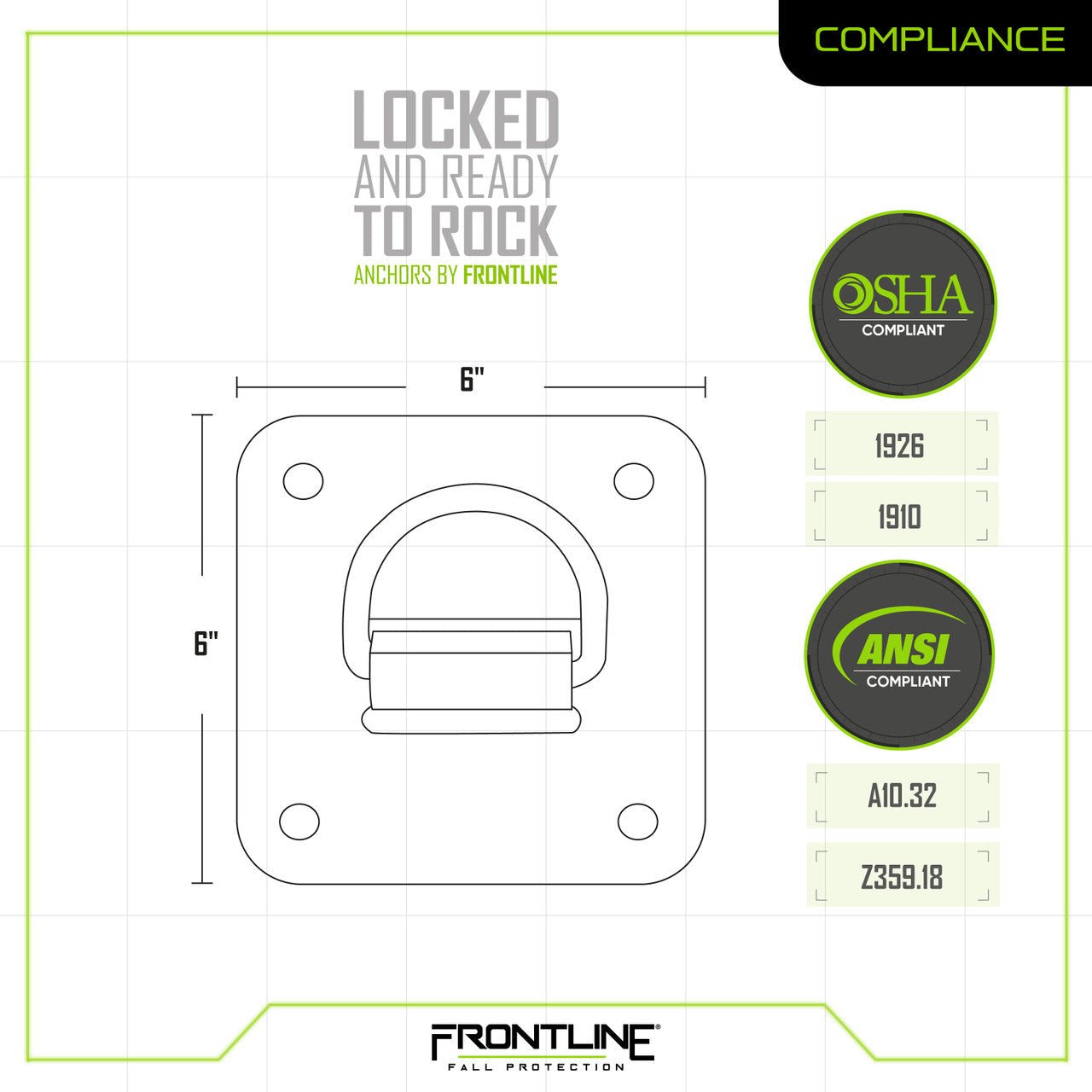 Concrete and Steel D - Ring Reusable Anchor Plate - Lined Out Concrete and Steel D - Ring Reusable Anchor PlateWork Safety Harnesses