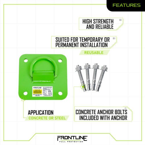 Concrete and Steel D - Ring Reusable Anchor Plate - Lined Out Concrete and Steel D - Ring Reusable Anchor PlateWork Safety Harnesses