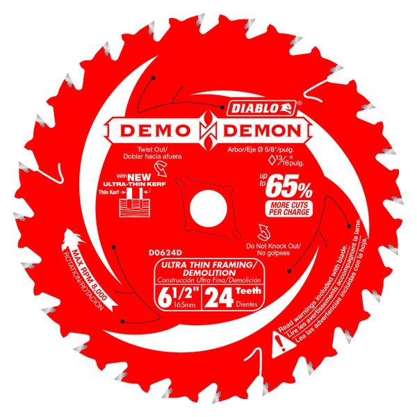 Diablo D0624DA 6 - 1/2 in. 24 - Tooth Ultra - Thin Framing/Demolition Saw Blade - Lined Out Diablo D0624DA 6 - 1/2 in. 24 - Tooth Ultra - Thin Framing/Demolition Saw BladeSaw Blades