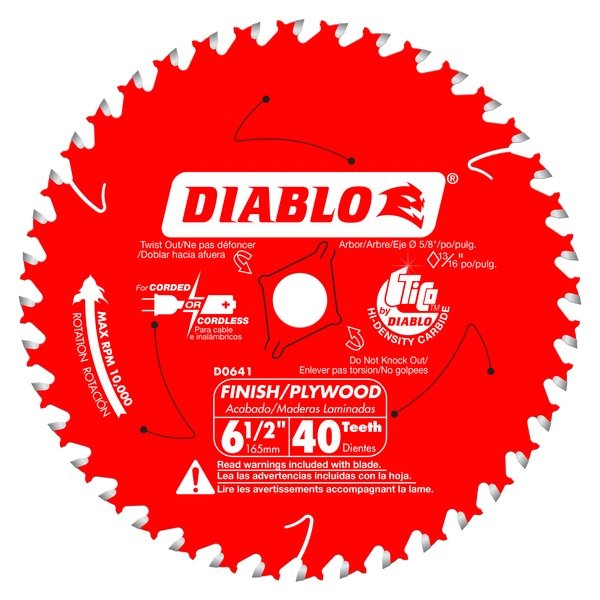 Diablo D0641A 6 - 1/2 in. x 40 Tooth Finish Trim Saw Blade - Lined Out Diablo D0641A 6 - 1/2 in. x 40 Tooth Finish Trim Saw BladeSaw Blades