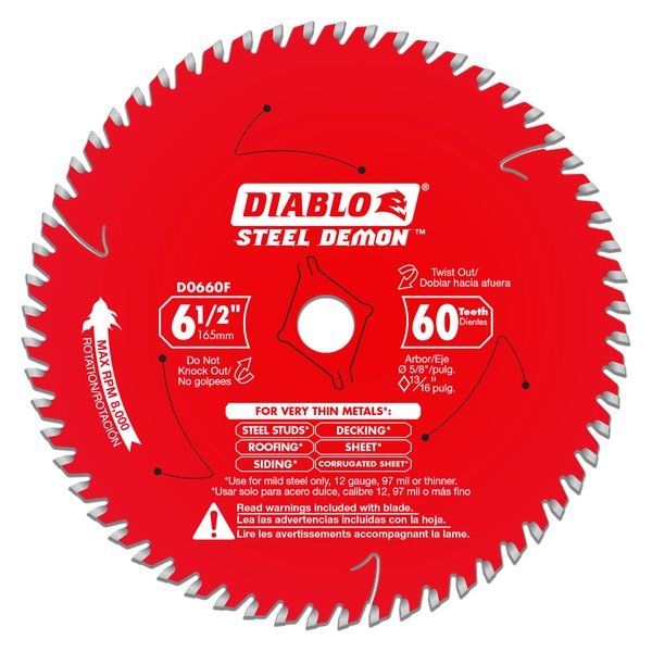 Diablo D0660FA 6 - 1/2 in. x 60 - Tooth Steel Demon Saw Blade for Very Thin Mild Steels - Lined Out Diablo D0660FA 6 - 1/2 in. x 60 - Tooth Steel Demon Saw Blade for Very Thin Mild SteelsSaw Blades