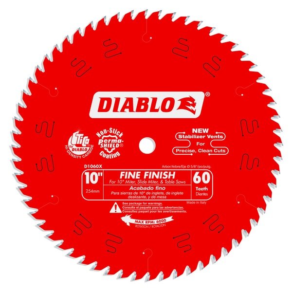 Diablo D1060X 10 in. x 60 Tooth Fine Finish Saw Blade - Lined Out Diablo D1060X 10 in. x 60 Tooth Fine Finish Saw BladeSaw Blades
