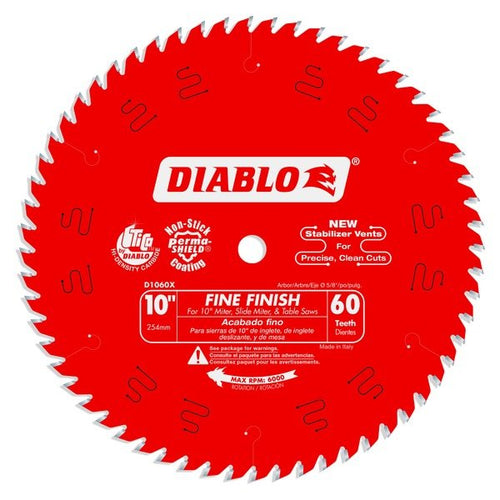 Diablo D1060X 10 in. x 60 Tooth Fine Finish Saw Blade - Lined Out Diablo D1060X 10 in. x 60 Tooth Fine Finish Saw BladeSaw Blades