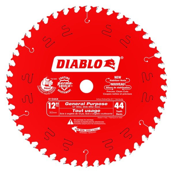 Diablo D1244X 12 in. x 44 Tooth General Purpose Wood Saw Blade - Lined Out Diablo D1244X 12 in. x 44 Tooth General Purpose Wood Saw BladeSaw Blades