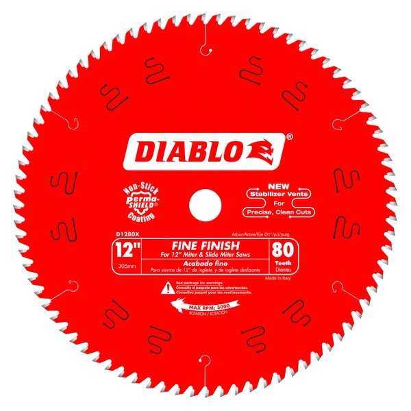 Diablo D1280X 12 in. x 80 Tooth Fine Finish Saw Blade - Lined Out Diablo D1280X 12 in. x 80 Tooth Fine Finish Saw BladeSaw Blades