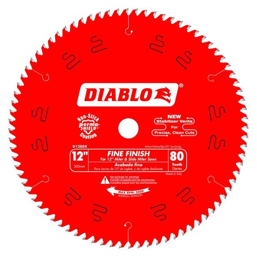 Diablo D1280X 12 in. x 80 Tooth Fine Finish Saw Blade - Lined Out Diablo D1280X 12 in. x 80 Tooth Fine Finish Saw BladeSaw Blades