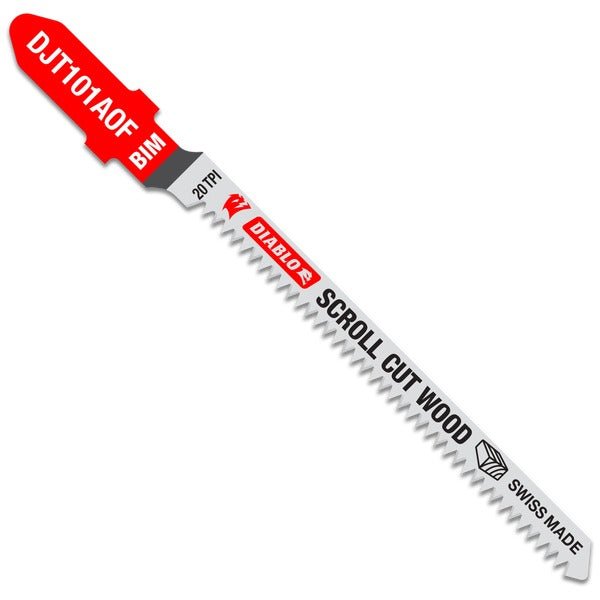 Diablo DJT101AOF5 3 - 1/4 in. 20 TPI Bi - Metal T - Shank Jig Saw Blades for Scroll Cuts in Wood (5 - Pack) - Lined Out Diablo DJT101AOF5 3 - 1/4 in. 20 TPI Bi - Metal T - Shank Jig Saw Blades for Scroll Cuts in Wood (5 - Pack)Jigsaw Accessories