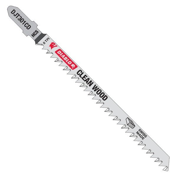 Diablo DJT301CD5 Diablo 4 - 5/8 in. 8 TPI High Carbon Steel T - Shank Jig Saw Blades for Wood (5 - Pack) - Lined Out Diablo DJT301CD5 Diablo 4 - 5/8 in. 8 TPI High Carbon Steel T - Shank Jig Saw Blades for Wood (5 - Pack)Jigsaw Accessories