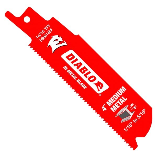 Diablo DS0414BF5 4 in. Bi - Metal Recip Blade for Medium Metal Cutting (3/32 in. to 5/16 in.) (5 - Pack) - Lined Out Diablo DS0414BF5 4 in. Bi - Metal Recip Blade for Medium Metal Cutting (3/32 in. to 5/16 in.) (5 - Pack)Saw Blades