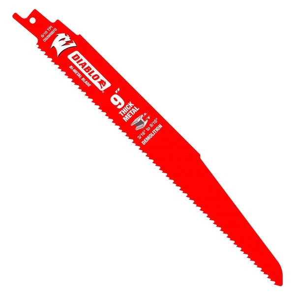 Diablo DS0908BFD5 9 in. Bi - Metal Recip Blade for Thick Metal/Demolition (3/16 in. to 9/16 in.) (5 - Pack) - Lined Out Diablo DS0908BFD5 9 in. Bi - Metal Recip Blade for Thick Metal/Demolition (3/16 in. to 9/16 in.) (5 - Pack)Saw Blades