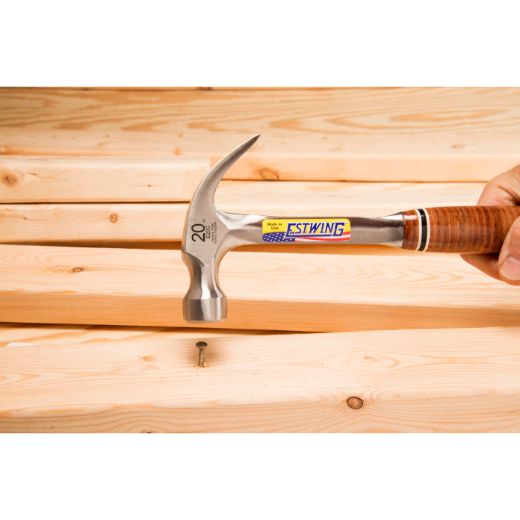 Estwing E20C 20 Oz Curve Claw Hammer With Leather Grip - Lined Out Estwing E20C 20 Oz Curve Claw Hammer With Leather GripHammers