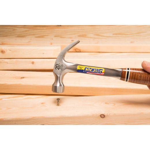 Estwing E20C 20 Oz Curve Claw Hammer With Leather Grip - Lined Out Estwing E20C 20 Oz Curve Claw Hammer With Leather GripHammers