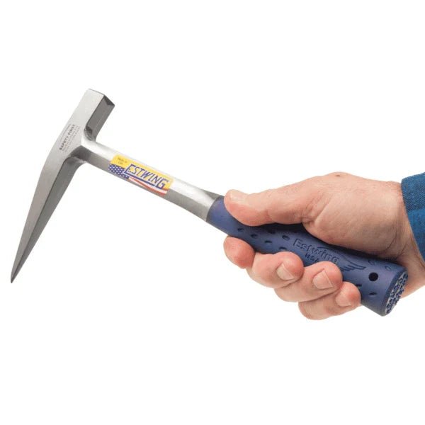 Estwing E3 - 13P 13oz Lightweight Rock Pick w/ Blue Vinyl Shock Reduction Grip (Smooth Face) - Lined Out Estwing E3 - 13P 13oz Lightweight Rock Pick w/ Blue Vinyl Shock Reduction Grip (Smooth Face)Hammers