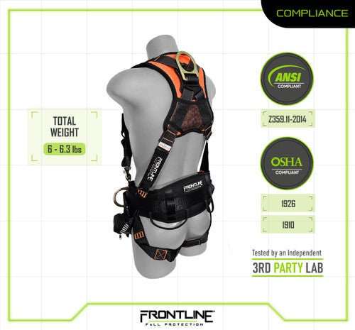 Frontline 100CTB Combat Construction Full Body Harness with Tongue Buckle Legs and Trauma Straps 3X/4X - Lined Out Frontline 100CTB Combat Construction Full Body Harness with Tongue Buckle Legs and Trauma Straps 3X/4XWork Safety Harnesses
