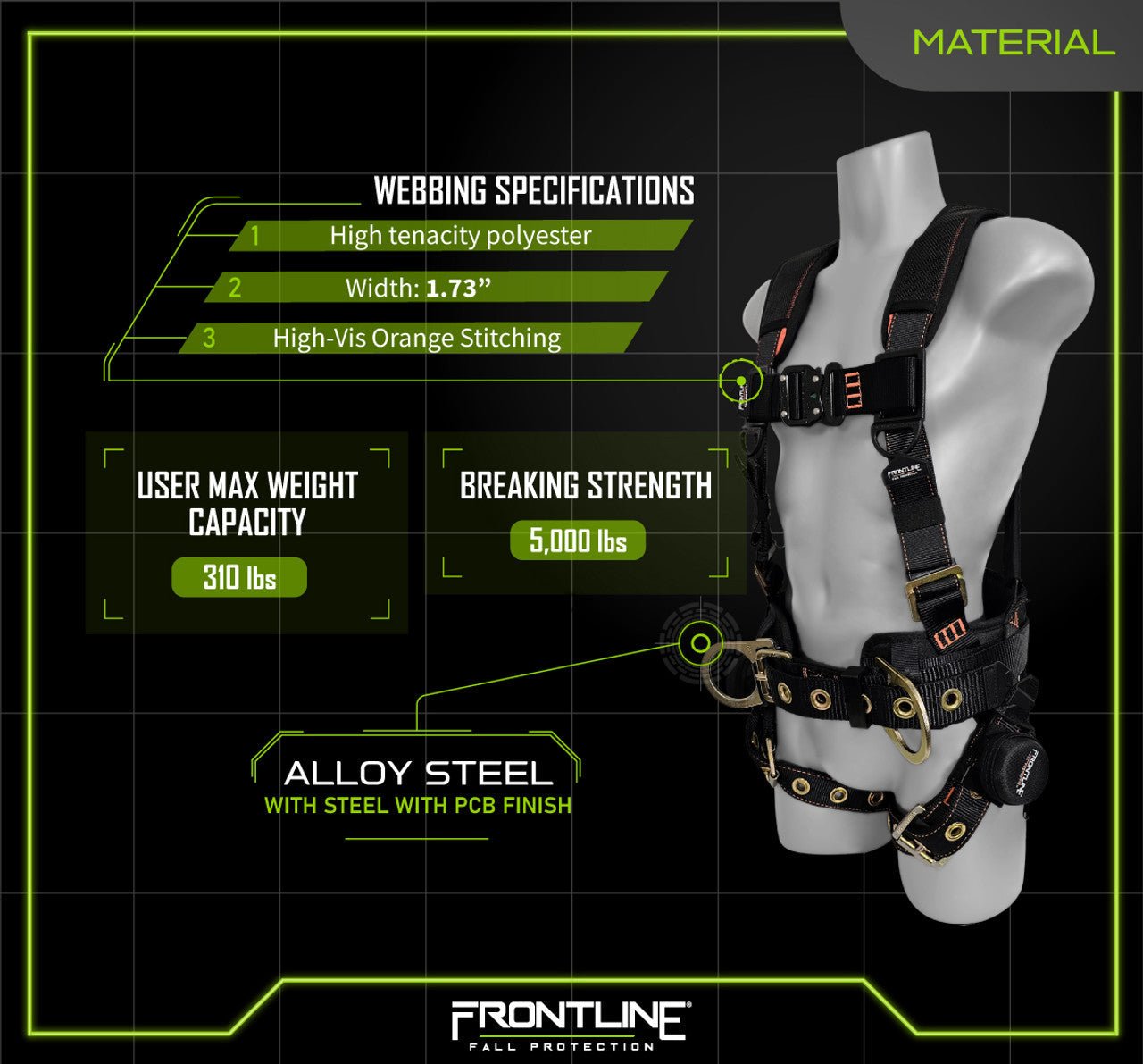 Frontline 100CTB Combat Construction Full Body Harness with Tongue Buckle Legs and Trauma Straps M/L - Lined Out Frontline 100CTB Combat Construction Full Body Harness with Tongue Buckle Legs and Trauma Straps M/LWork Safety Harnesses