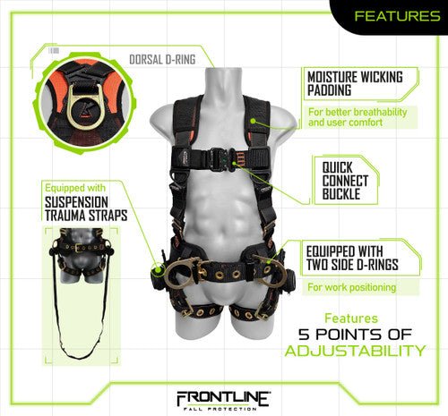 Frontline 100CTB Combat Construction Full Body Harness with Tongue Buckle Legs and Trauma Straps S - Lined Out Frontline 100CTB Combat Construction Full Body Harness with Tongue Buckle Legs and Trauma Straps SWork Safety Harnesses