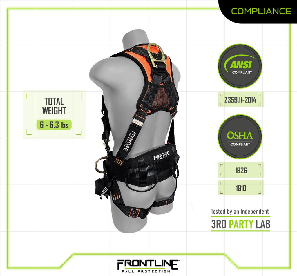 Frontline 100CTB Combat Construction Full Body Harness with Tongue Buckle Legs and Trauma Straps XL/2X - Lined Out Frontline 100CTB Combat Construction Full Body Harness with Tongue Buckle Legs and Trauma Straps XL/2XWork Safety Harnesses