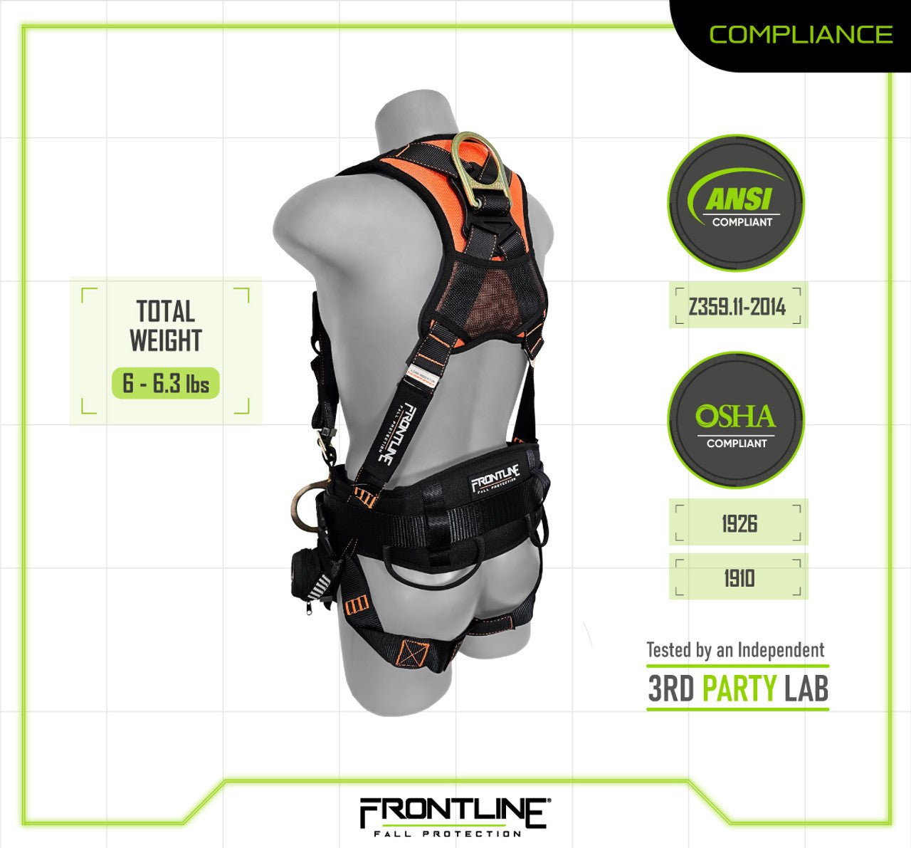 Frontline 100CTB Combat Construction Full Body Harness with Tongue Buckle Legs and Trauma Straps XL/2X - Lined Out Frontline 100CTB Combat Construction Full Body Harness with Tongue Buckle Legs and Trauma Straps XL/2XWork Safety Harnesses