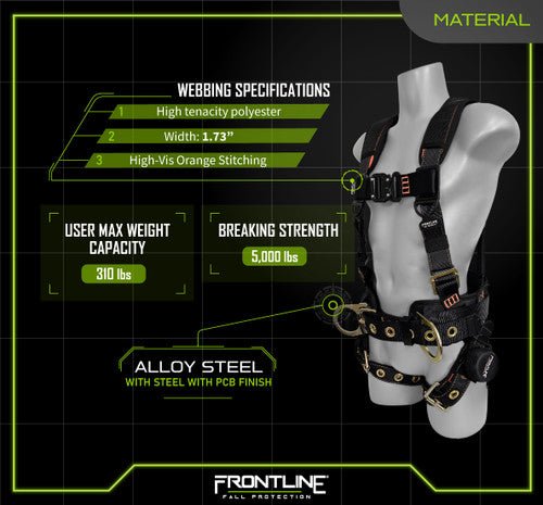 Frontline 100CTB Combat Construction Full Body Harness with Tongue Buckle Legs and Trauma Straps XL/2X - Lined Out Frontline 100CTB Combat Construction Full Body Harness with Tongue Buckle Legs and Trauma Straps XL/2XWork Safety Harnesses