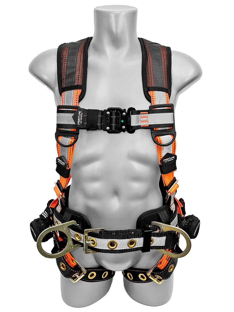 Frontline 100RCTB Combat Reflective Construction Full Body Harness with Tongue Buckle Legs and Trauma Straps XL/2X - Lined Out Frontline 100RCTB Combat Reflective Construction Full Body Harness with Tongue Buckle Legs and Trauma Straps XL/2XWork Safety Harnesses