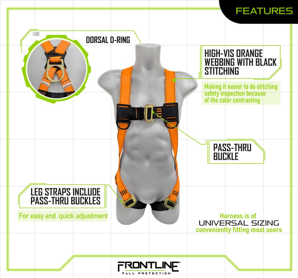 Frontline 100VMB Combat Economy Series Full Body Harness (Uni) Universal - Lined Out Frontline 100VMB Combat Economy Series Full Body Harness (Uni) UniversalWork Safety Harnesses