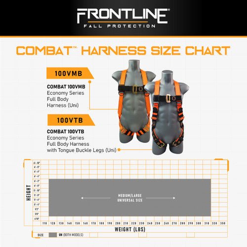 Frontline 100VTB Combat Economy Series Full Body Harness with Tongue Buckle Legs (Uni) Universal - Lined Out Frontline 100VTB Combat Economy Series Full Body Harness with Tongue Buckle Legs (Uni) UniversalWork Safety Harnesses