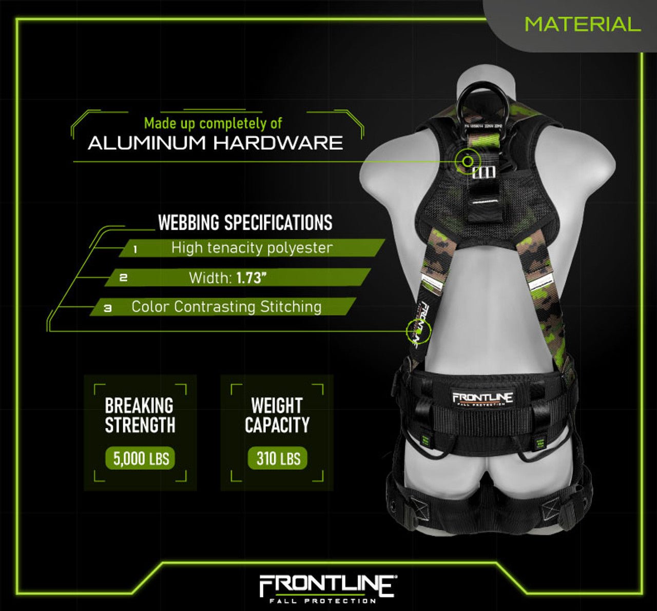 Frontline 110CTB - CF Camouflage Full Body Harness with Aluminum Hardware and Suspension Trauma Straps S - Lined Out Frontline 110CTB - CF Camouflage Full Body Harness with Aluminum Hardware and Suspension Trauma Straps SWork Safety Harnesses