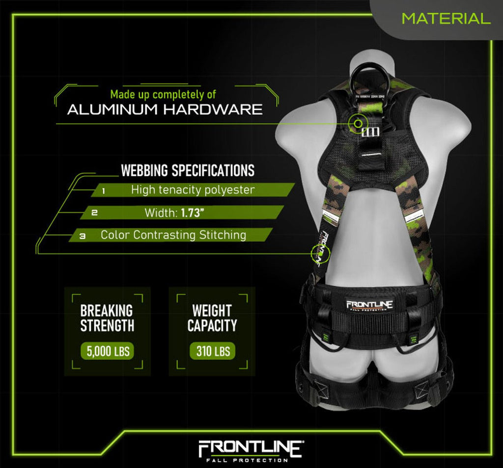 Frontline 110CTB - CF Camouflage Full Body Harness with Aluminum Hardware and Suspension Trauma Straps XL/2X - Lined Out Frontline 110CTB - CF Camouflage Full Body Harness with Aluminum Hardware and Suspension Trauma Straps XL/2XWork Safety Harnesses