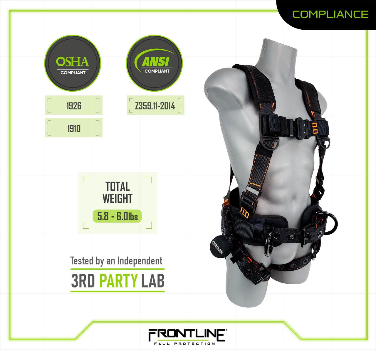 Frontline 110CTB Combat Lite Full Body Harness all Aluminum Hardware and Suspension Trauma Straps 3X/4X - Lined Out Frontline 110CTB Combat Lite Full Body Harness all Aluminum Hardware and Suspension Trauma Straps 3X/4XWork Safety Harnesses