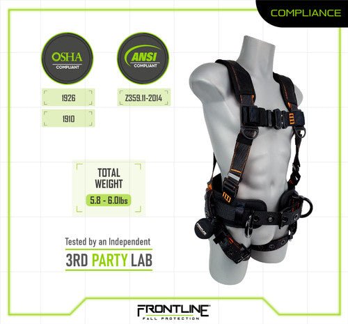 Frontline 110CTB Combat Lite Full Body Harness all Aluminum Hardware and Suspension Trauma Straps XL/2X - Lined Out Frontline 110CTB Combat Lite Full Body Harness all Aluminum Hardware and Suspension Trauma Straps XL/2XWork Safety Harnesses