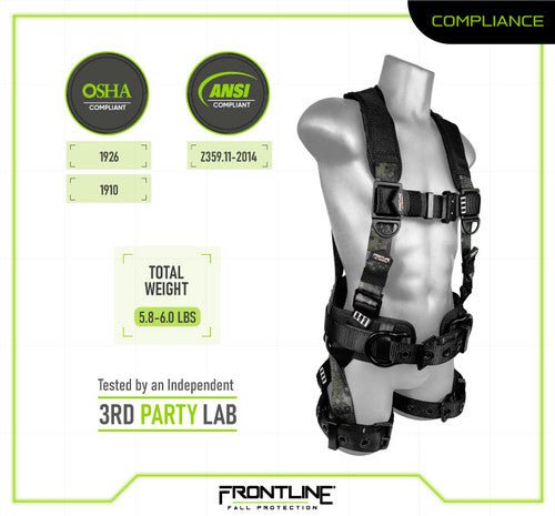 Frontline 110CTB - DC Digital Camo Full Body Harness with Aluminum Hardware and Suspension Trauma Straps S - Lined Out Frontline 110CTB - DC Digital Camo Full Body Harness with Aluminum Hardware and Suspension Trauma Straps SWork Safety Harnesses