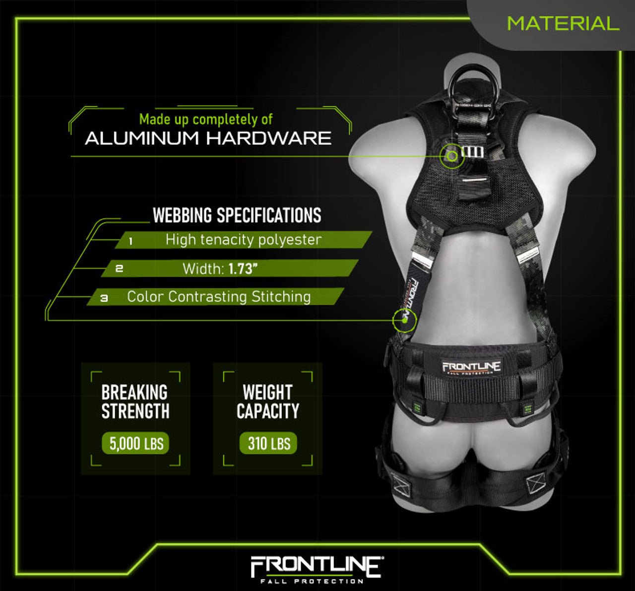 Frontline 110CTB - DC Digital Camo Full Body Harness with Aluminum Hardware and Suspension Trauma Straps XL/2X - Lined Out Frontline 110CTB - DC Digital Camo Full Body Harness with Aluminum Hardware and Suspension Trauma Straps XL/2XWork Safety Harnesses