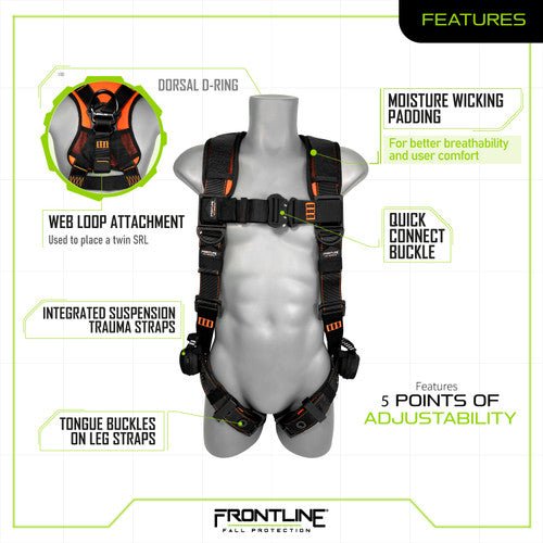 Frontline 110VTB Combat Lite Vest Style Harness with Aluminum Hardware and Suspension Trauma Straps 3X/4X - Lined Out Frontline 110VTB Combat Lite Vest Style Harness with Aluminum Hardware and Suspension Trauma Straps 3X/4XWork Safety Harnesses