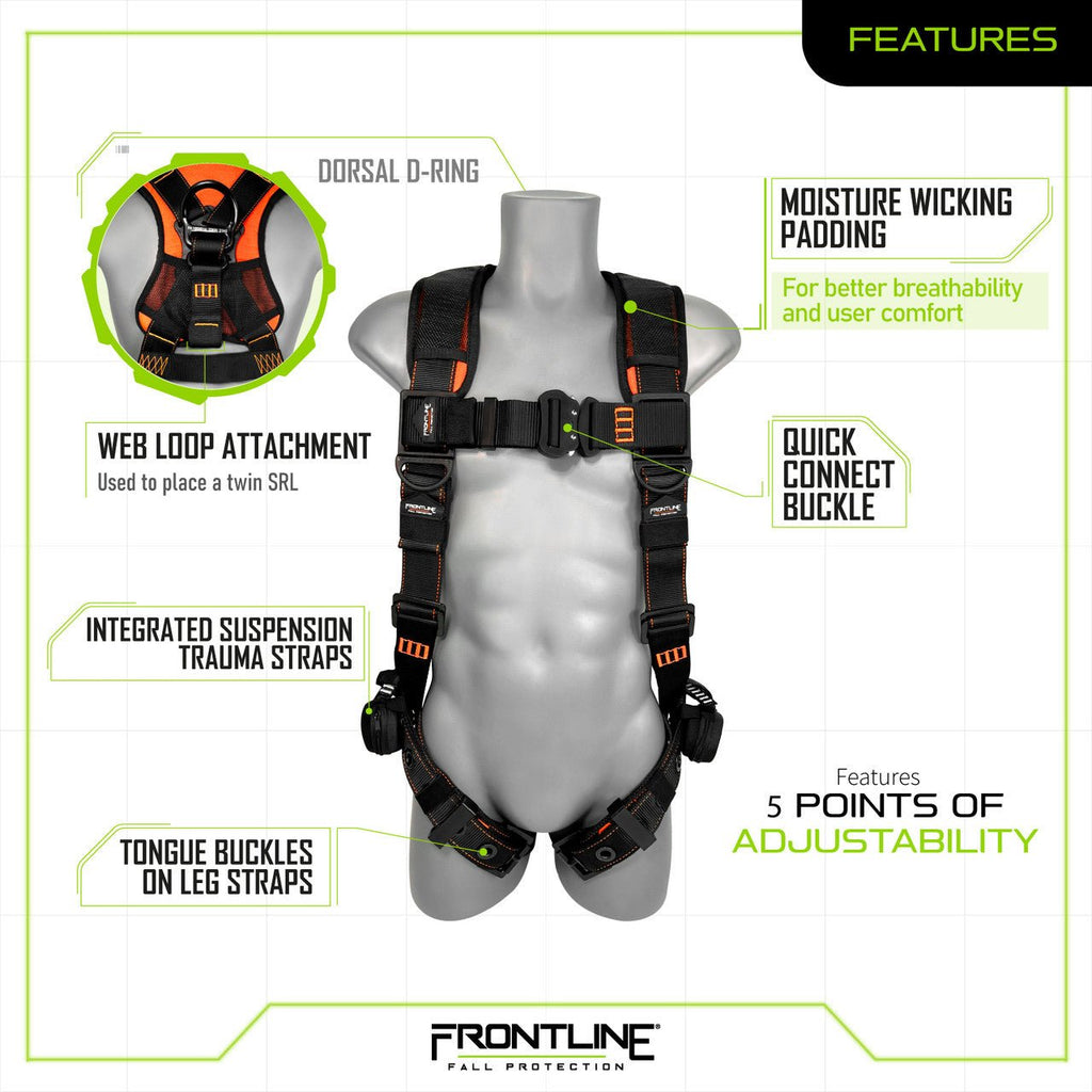 Frontline 110VTB Combat Lite Vest Style Harness with Aluminum Hardware and Suspension Trauma Straps M/L - Lined Out Frontline 110VTB Combat Lite Vest Style Harness with Aluminum Hardware and Suspension Trauma Straps M/LWork Safety Harnesses
