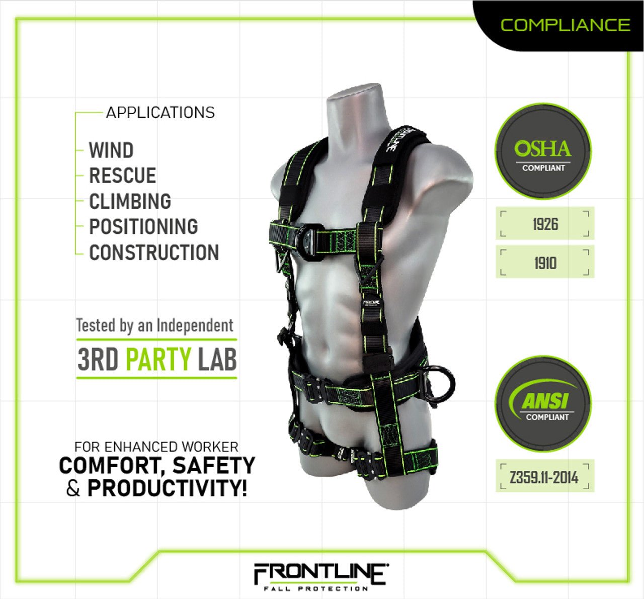 Frontline 200RE Elite Lite Climbing/Rescue Full Body Harness with Aluminum Quick Connect Buckles Universal - Lined Out Frontline 200RE Elite Lite Climbing/Rescue Full Body Harness with Aluminum Quick Connect Buckles UniversalWork Safety Harnesses