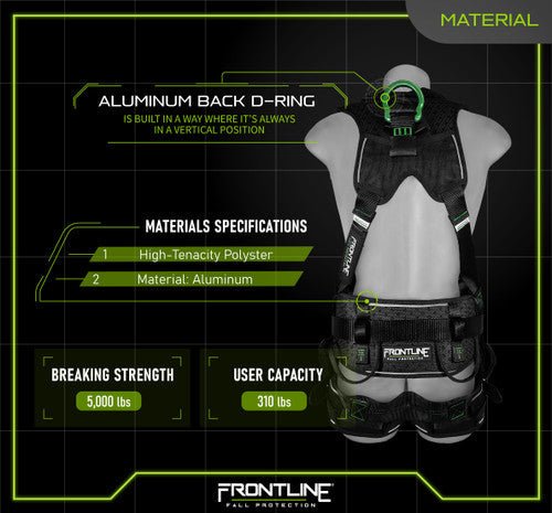 Frontline 250CTB Elite Construction Harness Aluminum Hardware and Suspension Trauma Straps M/L - Lined Out Frontline 250CTB Elite Construction Harness Aluminum Hardware and Suspension Trauma Straps M/LWork Safety Harnesses