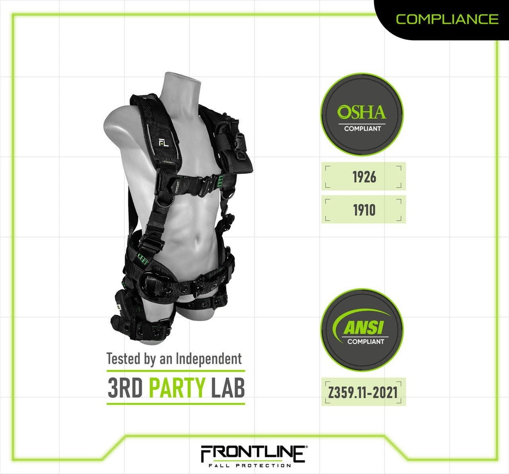 Frontline 250CTB Elite Construction Harness Aluminum Hardware and Suspension Trauma Straps M/L - Lined Out Frontline 250CTB Elite Construction Harness Aluminum Hardware and Suspension Trauma Straps M/LWork Safety Harnesses