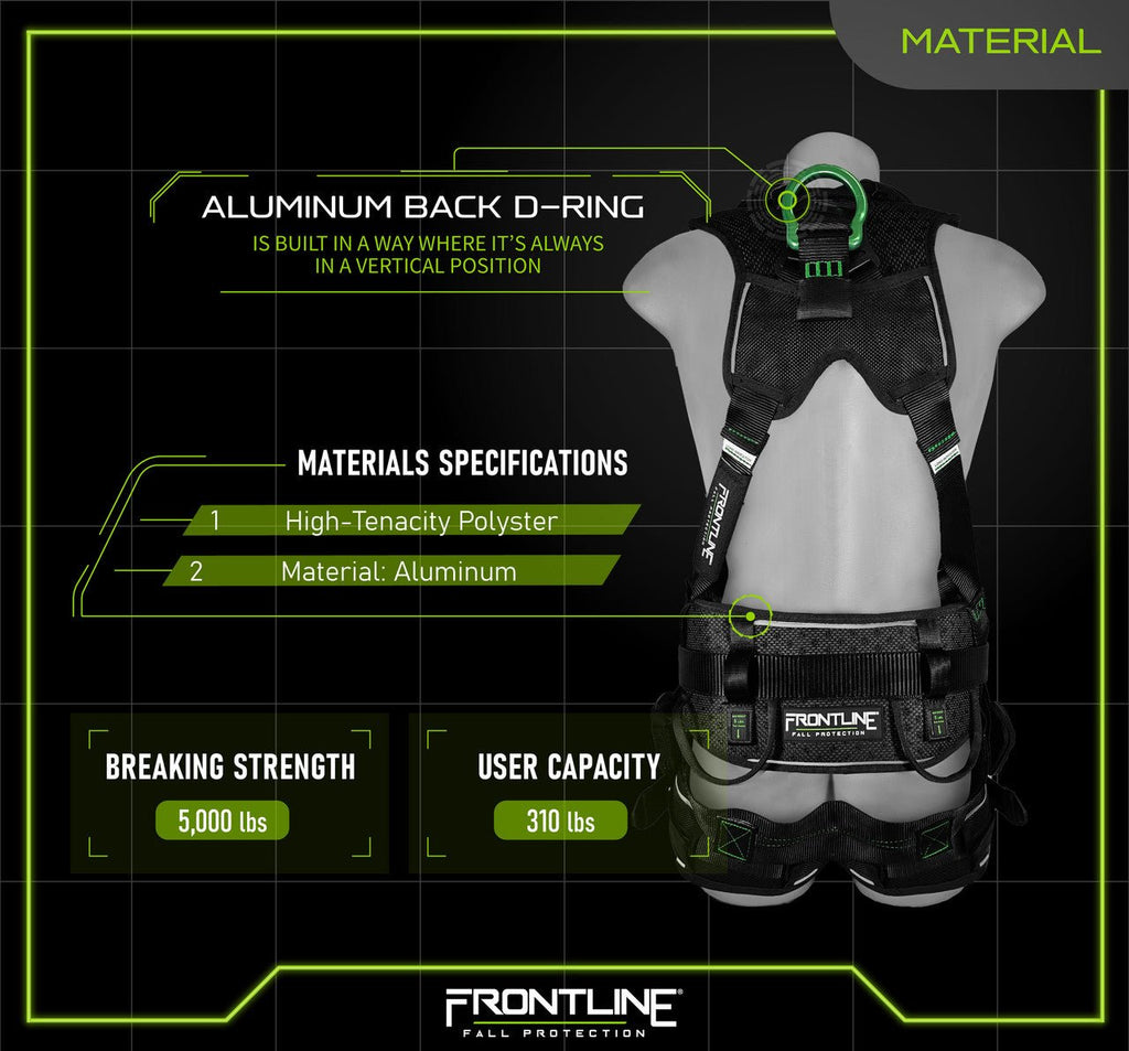 Frontline 250CTB Elite Construction Harness Aluminum Hardware and Suspension Trauma Straps S - Lined Out Frontline 250CTB Elite Construction Harness Aluminum Hardware and Suspension Trauma Straps SWork Safety Harnesses