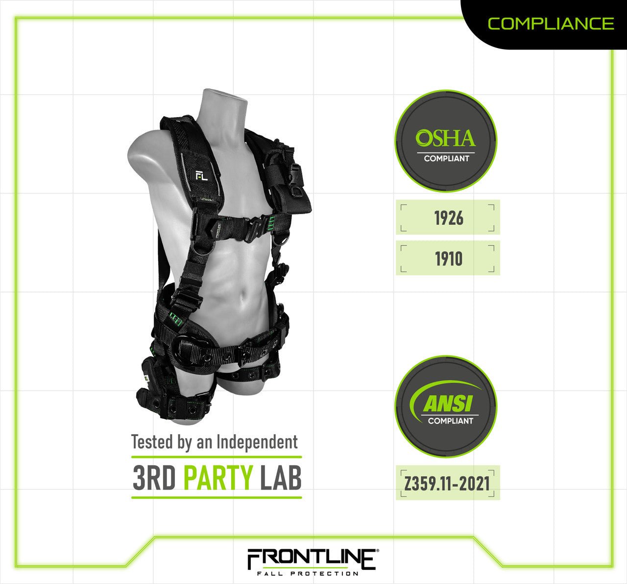 Frontline 250CTB Elite Construction Harness Aluminum Hardware and Suspension Trauma Straps XL/2XL - Lined Out Frontline 250CTB Elite Construction Harness Aluminum Hardware and Suspension Trauma Straps XL/2XLWork Safety Harnesses