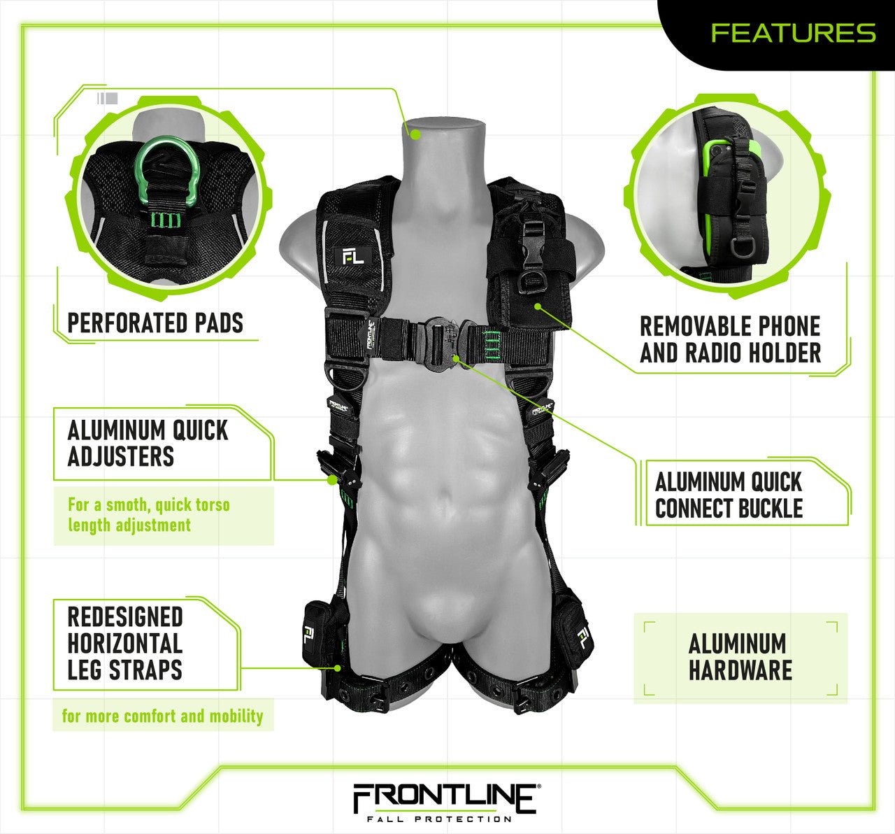 Frontline 250VTB Elite Vest Style Harness with Aluminum Hardware and Suspension Trauma Straps S - Lined Out Frontline 250VTB Elite Vest Style Harness with Aluminum Hardware and Suspension Trauma Straps SWork Safety Harnesses