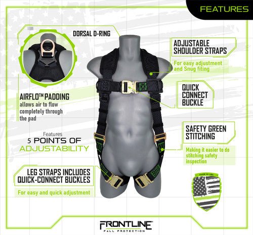Frontline 310VQC Patriot Vest Style Harness with Airflo and Quick Connect Buckles - Made in USA 2XL - Lined Out Frontline 310VQC Patriot Vest Style Harness with Airflo and Quick Connect Buckles - Made in USA 2XLWork Safety Harnesses