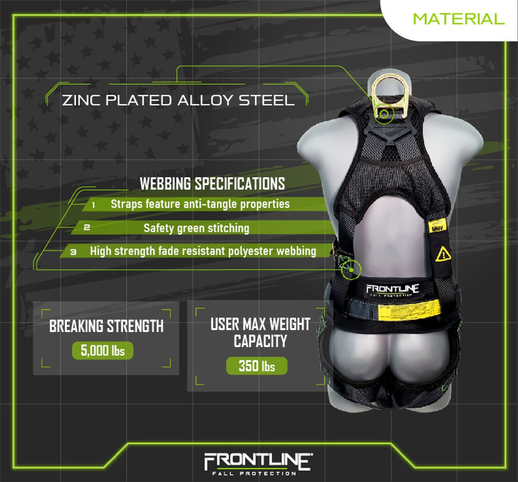 Frontline 350CQC Patriot Construction Harness with Airflo and Quick Connect Buckles - Made in USA Universal - Lined Out Frontline 350CQC Patriot Construction Harness with Airflo and Quick Connect Buckles - Made in USA UniversalWork Safety Harnesses