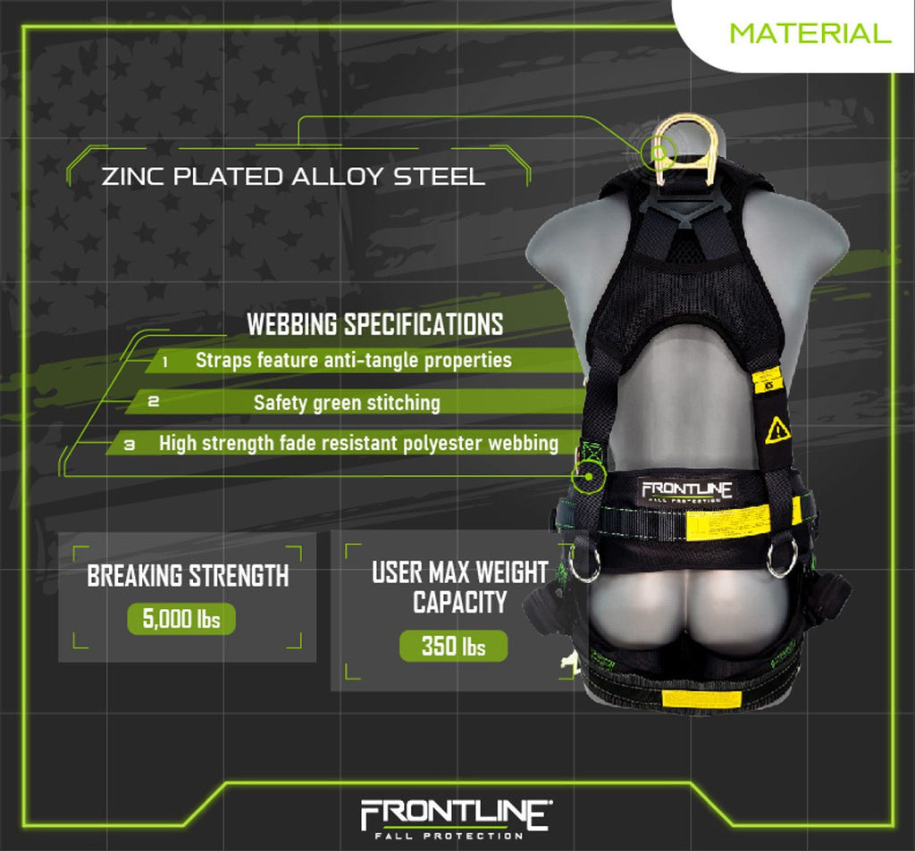 Frontline 350TWQC Patriot Tower Climbing Harness with Seat Sling, Airflo and Quick Connect Buckles - Made in USA Universal - Lined Out Frontline 350TWQC Patriot Tower Climbing Harness with Seat Sling, Airflo and Quick Connect Buckles - Made in USA UniversalWork Safety Harnesses