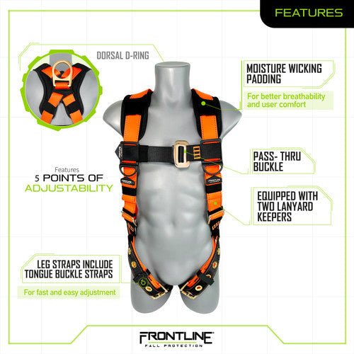 Frontline 50VTB Combat Economy Series Full Body Harness with Tongue Buckle Belt 3X/4X - Lined Out Frontline 50VTB Combat Economy Series Full Body Harness with Tongue Buckle Belt 3X/4XWork Safety Harnesses