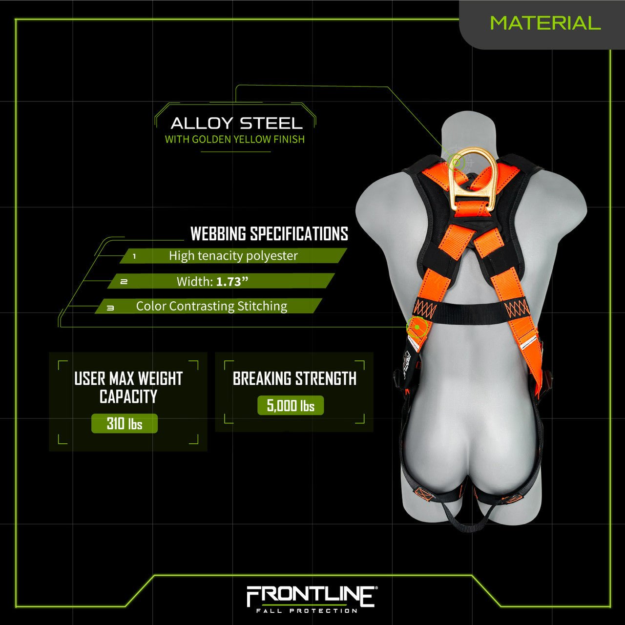 Frontline 50VTB Combat Economy Series Full Body Harness with Tongue Buckle Belt S - Lined Out Frontline 50VTB Combat Economy Series Full Body Harness with Tongue Buckle Belt SWork Safety Harnesses