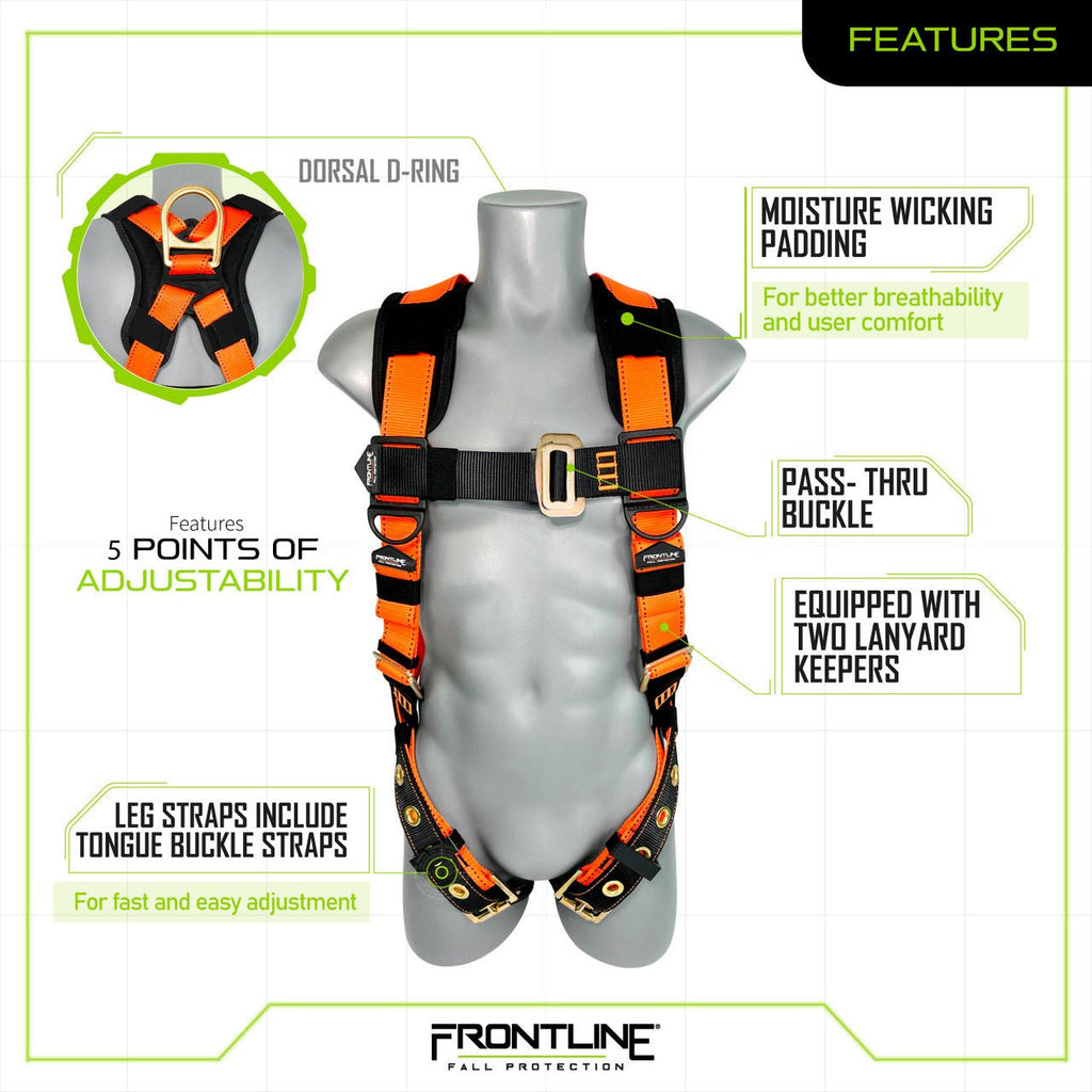 Frontline 50VTB Combat Economy Series Full Body Harness with Tongue Buckle Belt S - Lined Out Frontline 50VTB Combat Economy Series Full Body Harness with Tongue Buckle Belt SWork Safety Harnesses