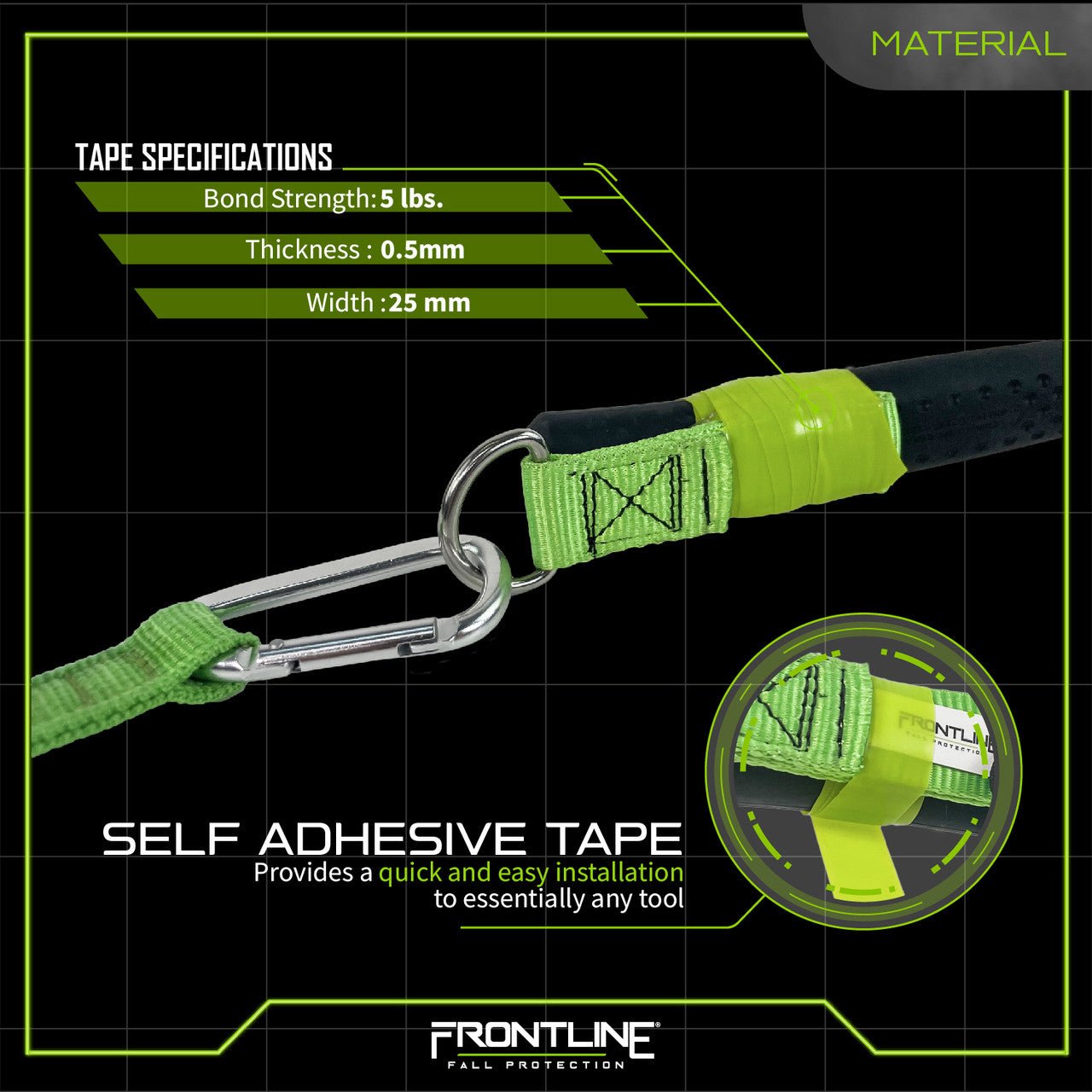 Frontline ACQW12 ToolGrip Quick Wrap Anchoring Tool Tape 12' - Lined Out Frontline ACQW12 ToolGrip Quick Wrap Anchoring Tool Tape 12'Work Safety Harnesses