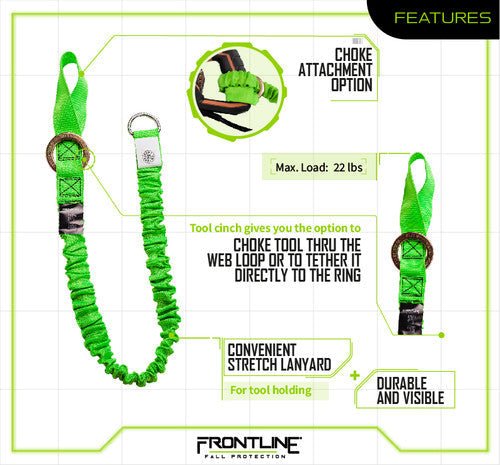 Frontline ACTLS222C ToolGrip 22 lbs Tool Lanyard Cinch with D - Ring - Lined Out Frontline ACTLS222C ToolGrip 22 lbs Tool Lanyard Cinch with D - RingWork Safety Harnesses